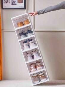 1pc PP Shoe Storage Box, Modernist Foldable Shoe Box For Home