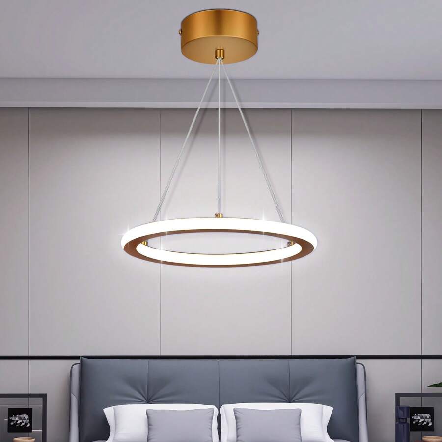 OYAJIA Moderne LED Pendelleuchte Esstisch 16.5W, Hängelampe in Gold ,Warmweiß Kaltweiß 3000K-6000K, Linear Design Pendellampe, Höhenverstellbar Pendelleuchten für Esszimmer, Wohnzimmer