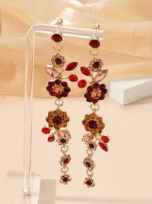 1 par de aretes elegantes y de lujo con diseño de flor de cristal de roca, adecuados como regalo para esposa, novia, Día de San Valentín, Día de la Madre, cumpleaños, Navidad