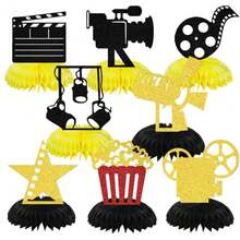 8 件电影蜂窝中心装饰 电影主题派对装饰品 电影生日派对装饰 电影派对用品