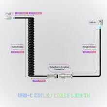 كابل لوحة المفاتيح الملفوف بالوان RGB فائقة C01 ، كبل طراز Aviator مخصص احترافي من USB-C لألعاب الكمبيوتر ، تصميم مزدوج مبطن مستقر ، من النوع C إلى USB-A فائق السرعة 2 م ، محول معدني قابل للفصل للاعبي الكمبيوتر