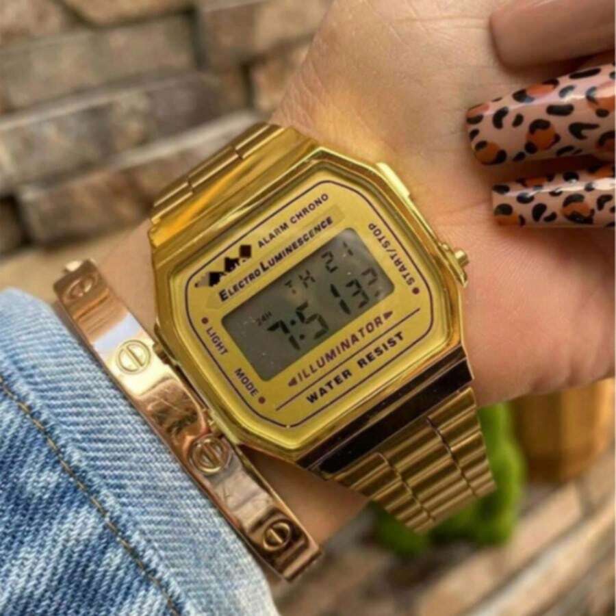 Reloj Digital Vintaje Oro - Dorado - Ver 1