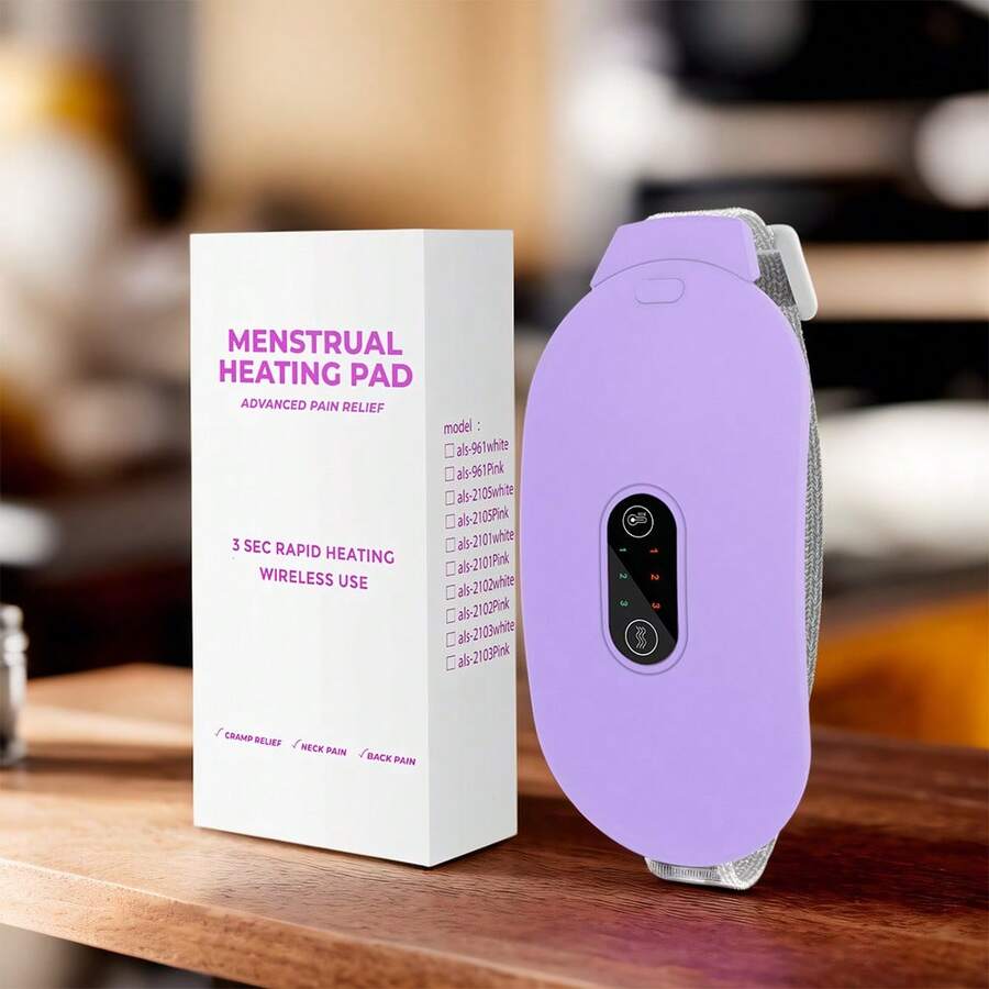 Heating Pads, Period Cramp Massager Portable Cordless Heating Pad With 6 Heat Levels And 6 Massage Modes For Back Pain Relief Menstrual Heating Pad - 紫色 - 查看 1