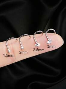 10/12/15 piezas Anillos para la nariz de acero inoxidable Tornillos Joyería de perforación 2mm Unisex Baja alergia Accesorios de perforación de la nariz, Adecuado para trabajo, escuela, citas, fiestas, uso diario - Plateado - Ver 6