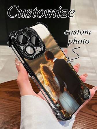 1pc Customized Photo Shockproof Phone Case & Lens Film For IPhone 13/14/15/16, Christmas, Birthday, New Year Gift For Family, Friends, Girlfriend, Boyfriend, Protective Cover For Party & Daily Use