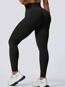 NcmRyu 1件装女士时尚弹力户外徒步、跑步、健身、瑜伽、普拉提训练紧身裤 - 黑色 - 查看 8