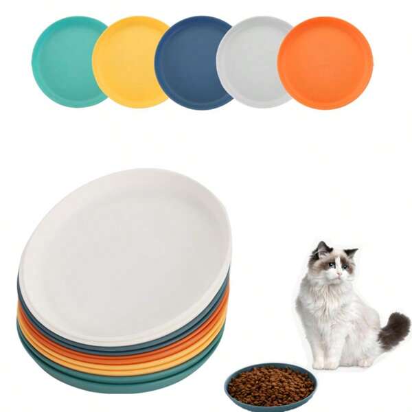 5/10pcs Pet Plastic Feeding Bowls, Dog/Cat Food Water Dish, Slow Feeder Pet Bowls, Smooth Edged Plastic Cat/Dog Bowl Set, Suitable For Short-Legged Kittens, Adult Cats, Dogs, Small Pets, Indoor And Outdoor Use