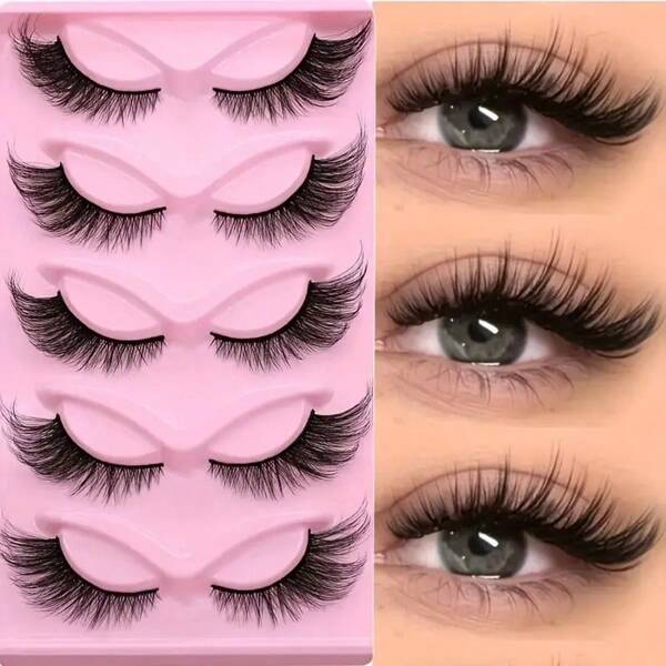 5/10 Pairs Of Long Cat Eye False Eyelashes - Holiday Gift, Creating Charming Makeup With Slim, Elongated, And Thick Dramatic False Eyelashes - Reusable Strip-Shaped Eyelashes, Mother's Day Gift