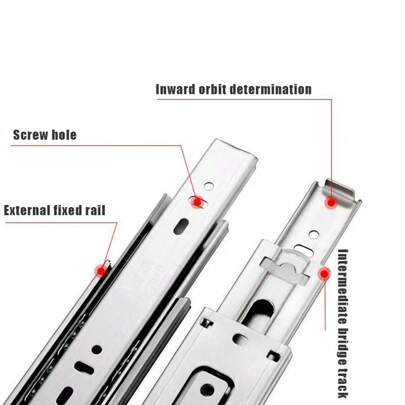 1 Pair Of Stainless Steel 8-22 Inch Drawer Slide Rail Side Mounting Track | Heavy-Duty Full Extension Track | Soft Closed Noise-Free Guide Rail Slide Rail | Easy-To-Install Cabinet And Kitchen Slide Rail | Ball Bearing 100-Pound Load Capacity | Suitable For Home Kitchen, Dormitory, Bathroom Cabinet And Closet Storage Box - DIY Drawer Guide