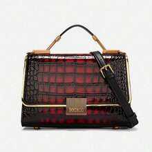 Pattern Portable Leather Bag Large-Capacity Handbag With Shoulder Strap - Red - View 1