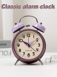 Reloj despertador creativo para dormitorio, estilo novedoso y único, puede agregar un toque de color a tu mesita de noche, oficina, sala de estar, dormitorio escolar, silencioso durante el funcionamiento, no afectará tu descanso o lectura, material de metal, muy pesado. Funciona con 1 batería (batería no incluida) Decoración del hogar Decoración de vuelta a la escuela Útiles escolares - Multicolor - Ver 4