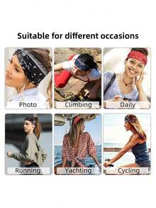 1pc Elastic Knotted Criss-Cross Headband, Yoga Sports Non-Slip Wide Edge Hairband, Moisture-Wicking, For Women Exercise / Running Turban Headband Sweatband, Hair Accessories - Multicolor - View 3
