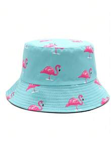 Fashionable Summer Flamingo Pattern Printed Reversible Bucket Hat, Unisex Outdoor Casual Sun Protection Bucket Hat Suitable For Vacation - A - View 19