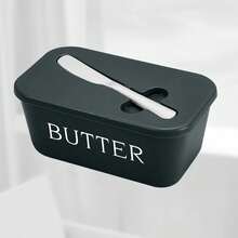 1pc, High-Grade Large Butter Dish, With Knife, Durable And Easy To Clean, Cabinet Butter Preservation Box, Suitable For Home Use, Durable Plastic, Kitchen Supplies, Holiday Theme