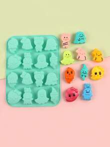 1 pieza Molde de silicona con diseño de fantasma, molde con 16 cavidades, utilizado para hacer chocolate/galletas/gominolas/gelatinas/cubitos de hielo - Multicolor - Ver 7