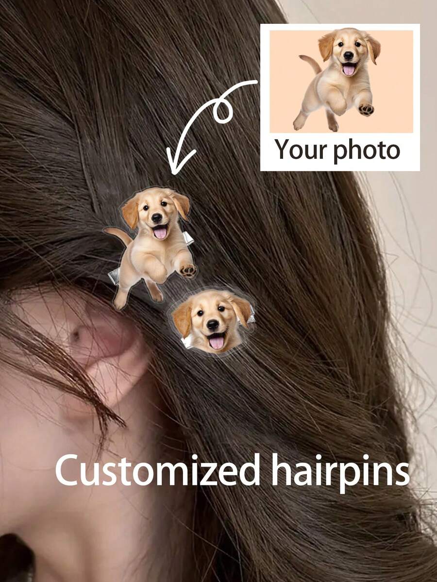 1pc Customizable Acrylic Pet Character Portrait Hair Clip, Bangs Clip Side Clip Accessory, Personalized Gift For Pet Lovers, Friends, And Classmates
