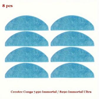 For Conga 7490 Immortal/8290 Immortal & Kabum Smart 900 Vacuum Cleaner Replacement Cloth Set Of 8 - Polyester, No Battery Required, Uncharged, Durable Floor Accessories For Home Use