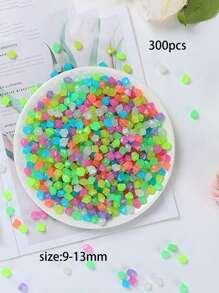 300pcs 9*13mm Small Diamond Shaped Glow Stones, Luminous Plastic Pebbles For Garden, Fish Tank
