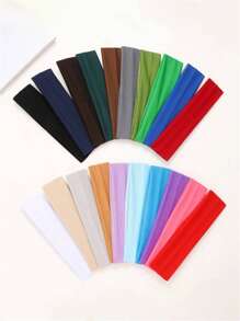 1pc/3pcs/6pcs/10pcs/20pcs [Random Color] Unisex Solid Color Elastic Sports Headband, Absorbent Fitness Yoga Running Hairband, Elegant & Versatile Hair Accessories, Men Vacation Accessories, Soccer Headband, Men Accessories