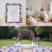 1/5pcs Exquisite Artificial Rose Vine Flowers Garland - Lifelike Small Roses With Green Leaves, Plastic Faux Floral Decor For Wedding, Home, Living Room, Wall Hanging, And Party Decoration - Easy To Shape And Hang