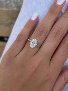 1 ct, 2 ct, 5 ct, 8 ct Anillo de compromiso/boda ovalado brillante de plata de ley 925, anillo de promesa/eternidad para mujer, regalo de joyería exquisito - Dorado - Ver 4