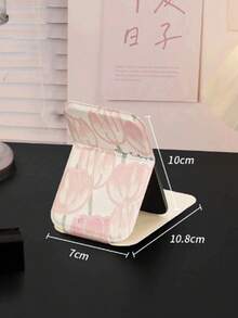 2 件便携式化妆镜，PU 皮革小镜子，可折叠，旅行镜，适合送礼，旅行必需品，化妆必需品，易于存放圣诞节，适合节日礼物 - 粉色 - 查看 5