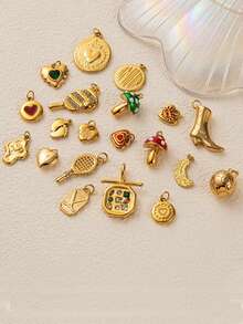 New Colorful Candy Pendant Necklace Stainless Steel Geometric DIY Small Pendant Vacuum Plated 18K Gold In Furnace - Gold - View 1