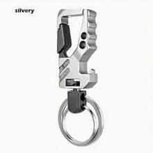 1pc A Gift For Father - Stylish Double - Loop Two - Tone Multifunctional Men's Car Keychain With Beer Bottle Opener, A Fashionable And Practical Accessory Car Accessories Bag Charm