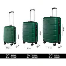 Maleta de Mano de 20 Pulgadas – Equipaje Negro Rígido – 4 Ruedas 360, Mango Telescópico y Cerradura de  – Material ABS Ultra-Duradero – Equipaje de Mano - Verde - Ver 8