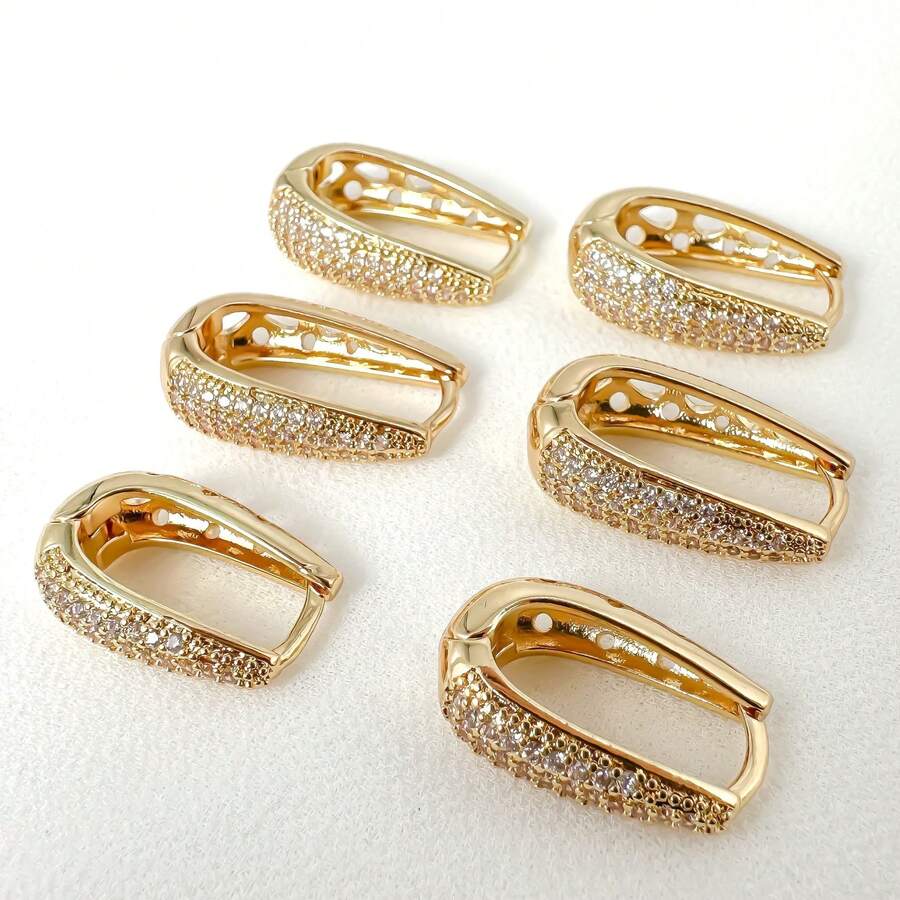 Women's Zirconia Drop-Shaped Hoop Earrings 18k Gold Plated 925 Silver - Vàng - Xem 1