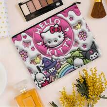 Sanrio 1pc For Hello Kitty Large Cosmetic Bag - Vibrant Pink With Playful Design, Polyester, Perfect For Skincare, Makeup & Travel Essentials - Ideal Christmas, Valentine's Day & Birthday Gift, Makeup Storage | Playful Pattern Bag | Bag, Cosmetic Travel Bagvacation Summer Holiday Back To School School Stuff Bag For School Travel Bag For Women Makeup Bag For Travel