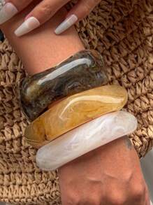 1pc Vintage Resin Bracelet, Personalized Fashion Exaggerated Bracelet For Women, Versatile & Elegant