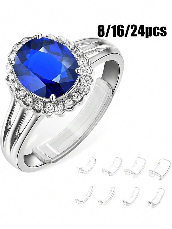 16 Stücke/Set Harz Ring Größenverstellern unsichtbare Ringgrößen Anpassungspolster für lose Ringe, passend für alle Fingergrößen, unsichtbarer Ringanpasser für lose Ringe - mehrere Fingergrößen, komfortable und schützende Ringanpassungen - Anpassen von durchsichtigen Verengern, Nachstellwerkzeug Schmuckschutz für lose Ringe, Ringanpasser passend für jeden Ring, sortierte Größen von Ringanpassern für Frauen