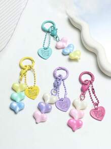 2D Flat, 1pc New Acrylic Colorful Heart Pendant Mobile Phone Case Ornament Accessories Earphone Bag Hanging Ornaments Car Accessories Bag Charm