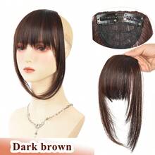 齐刘海直刘海夹式接发刘海两边分层长直侧刘海黑棕色假发女士 1 件
