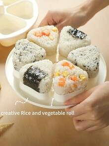 1pc Triangle Onigiri Bento Box, Japanese Sushi 6-In-1 Mold, Used To Make Seaweed Rice Ball - Multicolor - View 2
