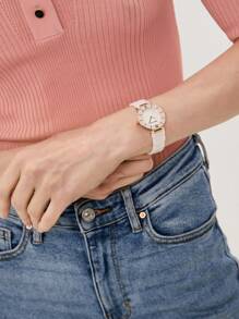 Anne Klein Women's Ceramic Bracelet Quartz Watch With Blush Pink Ceramic Adjustable Link Bracelet Female Elegant Gift Watch,AK/3266LPRG