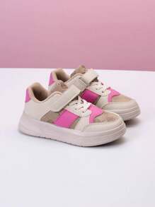 1 Pair Children's Casual Sports Shoes, 4-Season Girls Flat Sneakers, Spring/Autumn New Hook-And-Loop Soft Bottom Lightweight Campus Style Outdoor Shoes