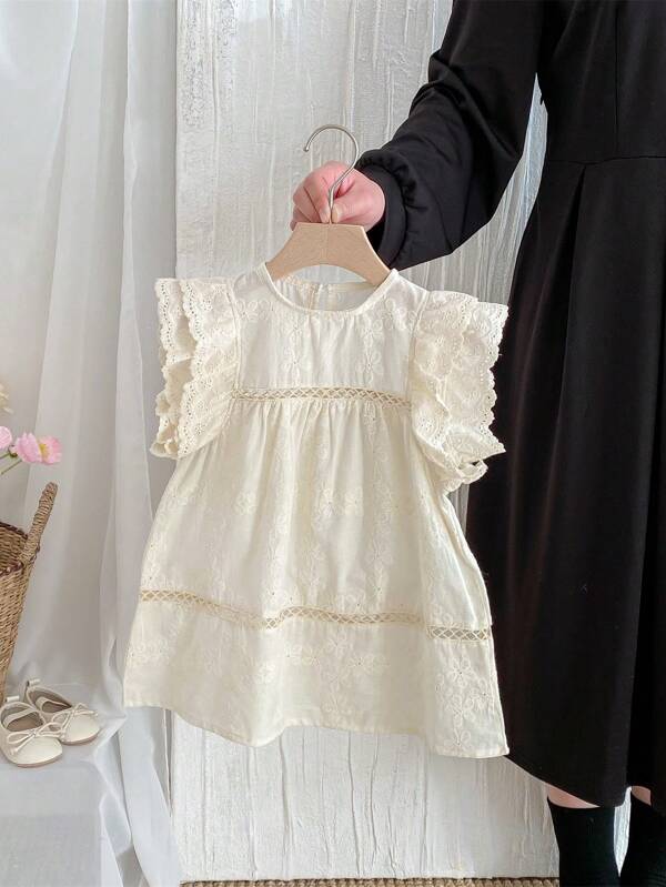 Summer Girls Baby Dress, Embroidery Pattern Double-Layer Flounce Sleeve, Casual Comfortable Elegant Cute For Toddler And Infant