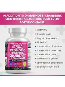 Women's Vaginal Probiotics   Prebiotics 2-Pack | 20B CFU With Cranberry & D-Mannose 500mg | Urinary Tract & PH Balance | Made In USA - 3件 - 查看 2