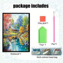 5D Diamond Drawing Notebook - DIY Landscape Flower Animal - Diary With Artificial Leather Cover - Special Shaped Artificial Diamond Hardcover Sketchbook, Suitable For Home Office Art - Holiday Birthday Gift, Graduation Gift