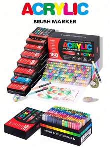 Marcadores de pintura acrílica de 240/200/168/120/100/72/60/48/36/24/12 colores, set de bolígrafos marcadores, duraderos, no se desvanecen fácilmente, adecuados para pintura, ilustración, arte hecho a mano y otros proyectos DIY, apropiados para niños y adultos en papelería, tela, madera, roca, plástico, vidrio, cerámica, calabaza, vuelta al cole