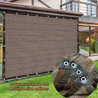 1 stuk schaduwdoek, 90% bruin schaduwnet, schaduwnet voor tuinpatio, schaduwzeil voor planten, kas, tuinprieel, gazon, eenvoudige installatie