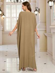 Women's Elegant Embroidered Dress Plus Size Bohemian Batwing Sleeves Dubai Abaya Casual Holiday Dresses Outfits