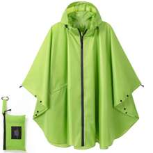Women's Waterproof Hooded Rain Poncho-Plaid Pattern,Sportwear With Pockets & Zip Closure