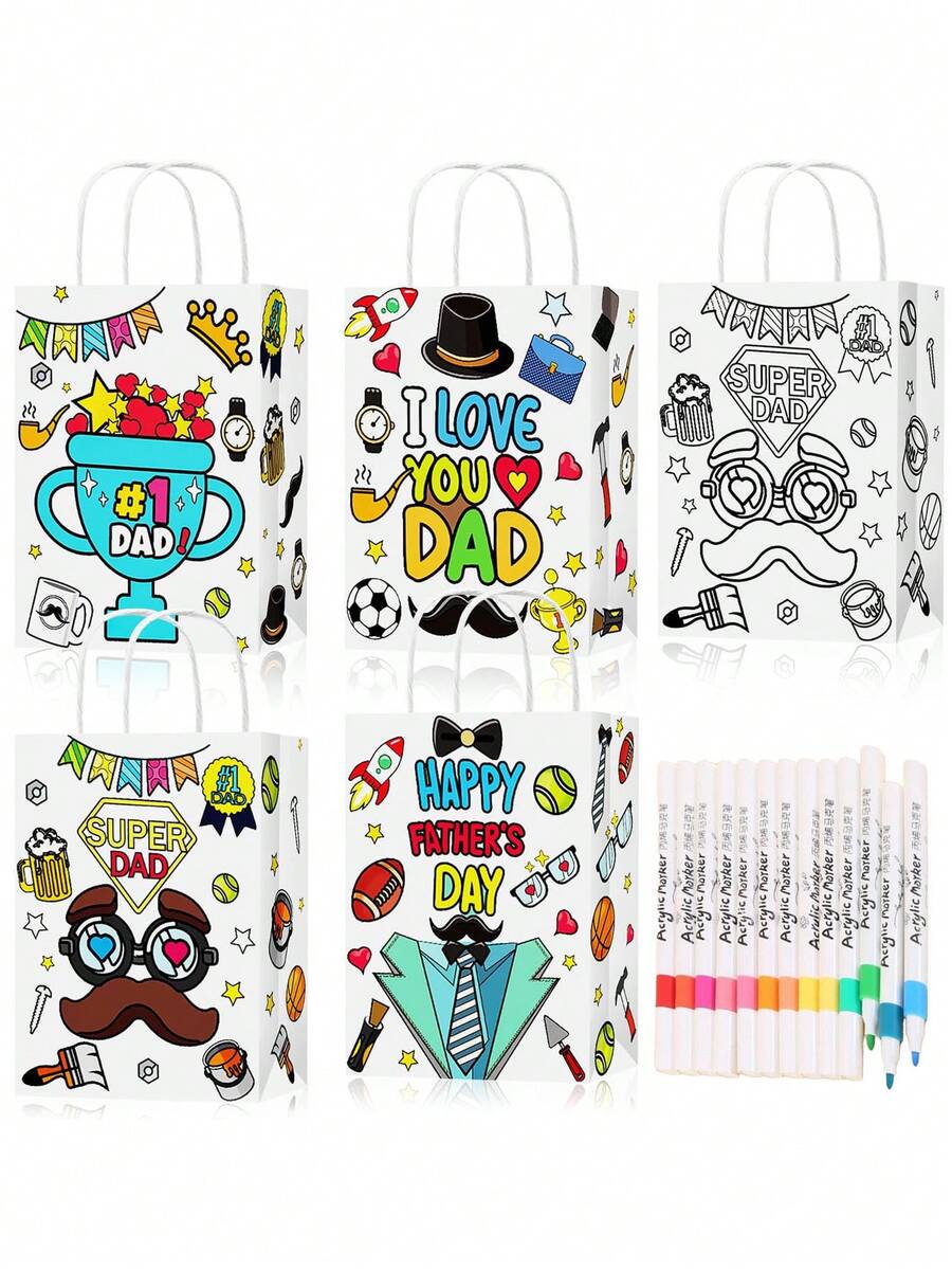 Kit De Manualidades Para El Día Del Padre, Bolígrafos De Colores, Papel De Regalo Para Colorear
