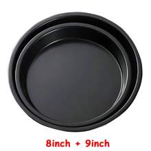 6-10inch Black Carbon Steel Circular Pizza Baking Tray Anti Stick Cake Baking Pan Microwave Oven Baking Tray Pie Tray Cookie Trays For Kitchen Restaurant