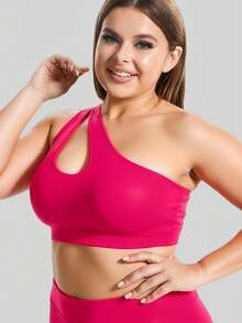 1pc Women Plus Size Seamless Mesh Crisscross Sports Bra, Wireless Lift And Support, Adjustable, Comfortable For Yoga, Sleep, Exercise - Hot Pink - View 6