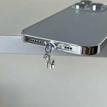 New Cute Y2K Style Metal Mini Horse Phone Dust Plug Pendant Charm, Phone Accessories Decoration Protector Compatible With IPhone, Android Type-C Charging Port - Silver - View 1