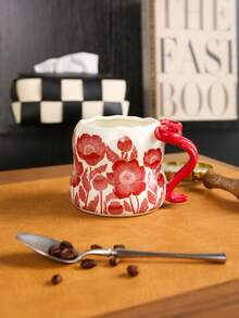 1 Peça Caneca Cerâmica Criativa e Sofisticada com Decoração de Laço, Disponível em Vermelho/Preto/Branco, Adequada para Água, Café, Leite, Chá, Presentes Personalizados, Presentes para Mulheres, Presentes para Mães, Presentes de Aniversário